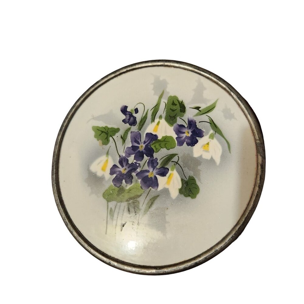 Vintage Porcelain Trivet With Hand-Painted Floral Design 6.5 Inches Antique Look